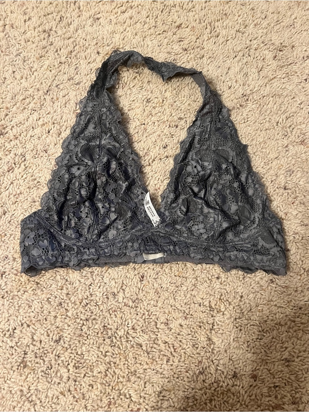 Free People Charcoal Lace Halter Bralette